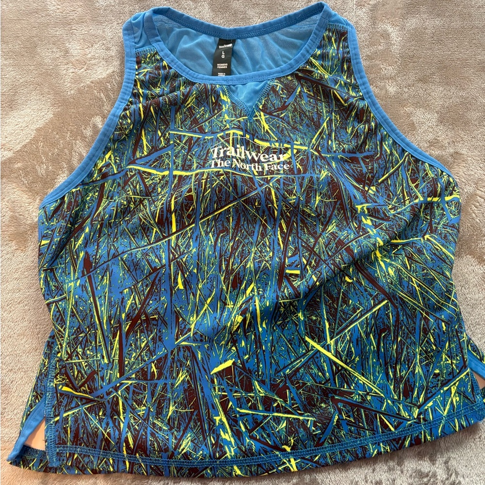 The North Face Blue and Yellow Graphic Tank
